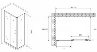 Душевой уголок ABBER Schwarzer Diamant AG301205-S705 120x70см хром